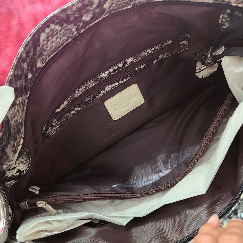 Black And White Python Print Shoulder Bag - image 3